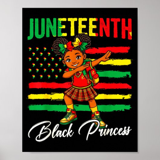 Poster Fille afro Juneteenth faisant le dab princesse noi (Devant)