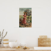 Poster Fille Agneau de marche, poussin et coq (Cuisine)