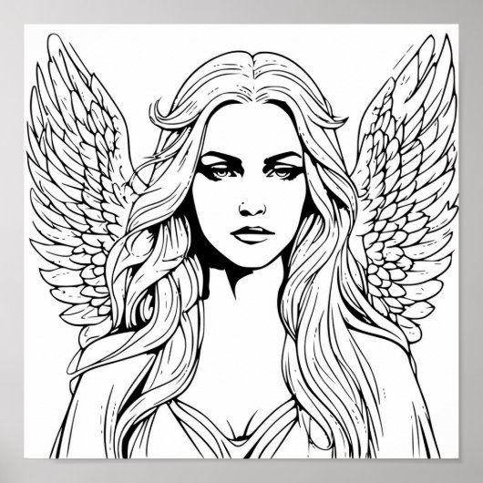 Poster Fille Ange Gardien Noir et Blanc (Devant)