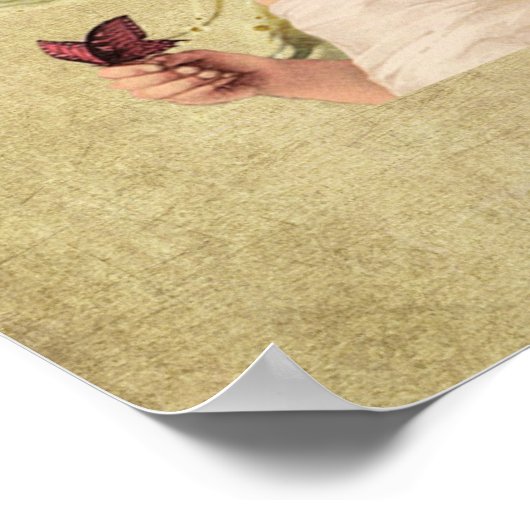 Poster Fille Ange Précieuse avec papillon - Imprimer (Coin)