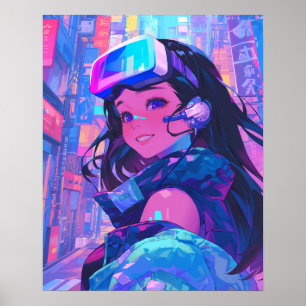 Poster Fille Anime Metaverse VR