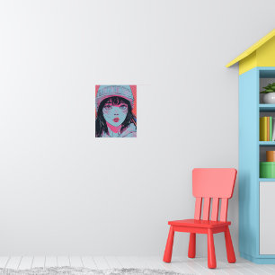 Poster Fille Anime Pastel en Bonnet d'Art
