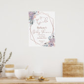 Poster Fille aquarelle Fleur sauvage Baby shower (Cuisine)