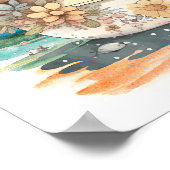 Poster Fille Aquarelle mignonne Avec Besties (Coin)