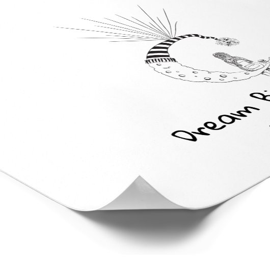 Poster Fille assise sur un ballon empreinte digitale lune (Coin)