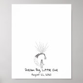 Poster Fille assise sur un ballon empreinte digitale lune (Devant)