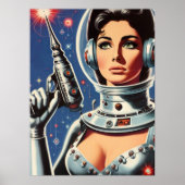 Poster Fille astronaute de science-fiction vintage (Devant)