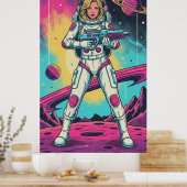 Poster Fille astronaute rétro-futuriste (Cuisine)