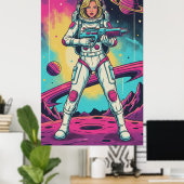 Poster Fille astronaute rétro-futuriste (Bureau à domicile)