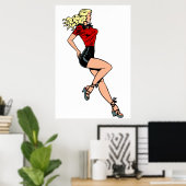 Poster Fille au charme rétro à côté, blonde bombshell (Bureau à domicile)