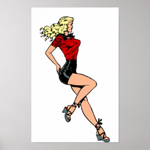 Poster Fille au charme rétro à côté, blonde bombshell