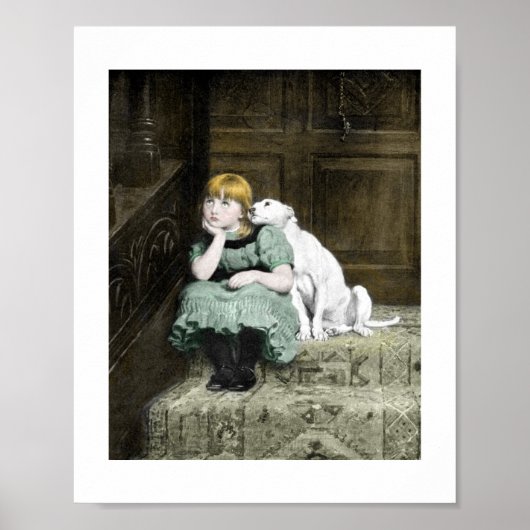 Poster Fille au chien blanc (Devant)
