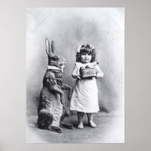 Poster Fille au chocolat et lapin de Pâques