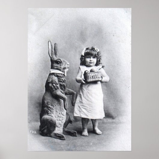 Poster Fille au chocolat et lapin de Pâques (Devant)