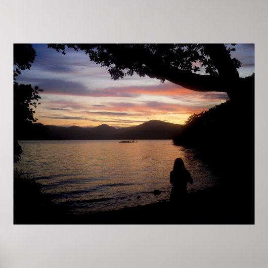 Poster Fille au coucher du soleil (Devant)