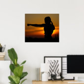 Poster Fille au coucher du soleil de Karate (Bureau à domicile)