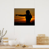 Poster Fille au coucher du soleil de Karate (Cuisine)