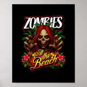 Poster Fille au Crâne Tropical Horreur Pour Croisière Et
