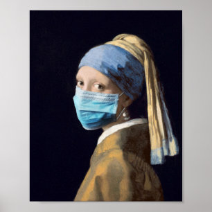 Poster Fille au masque et à la perle d'oreille