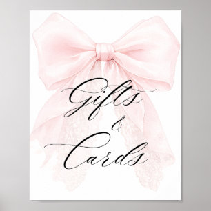 Poster Fille au Nœud Rose Carte de Cadeau de Baby Shower