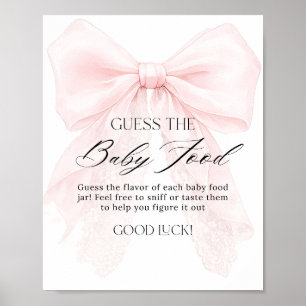 Poster Fille au nœud rose Fête moderne de bébé Devinez la
