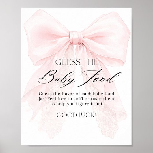 Poster Fille au nœud rose Fête moderne de bébé Devinez la (Devant)