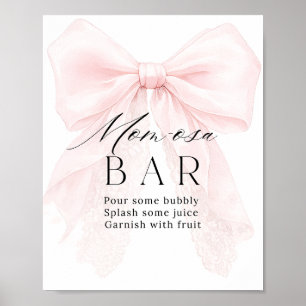 Poster Fille au Nœud Rose Fête Moderne de Bébé Momosa Bar