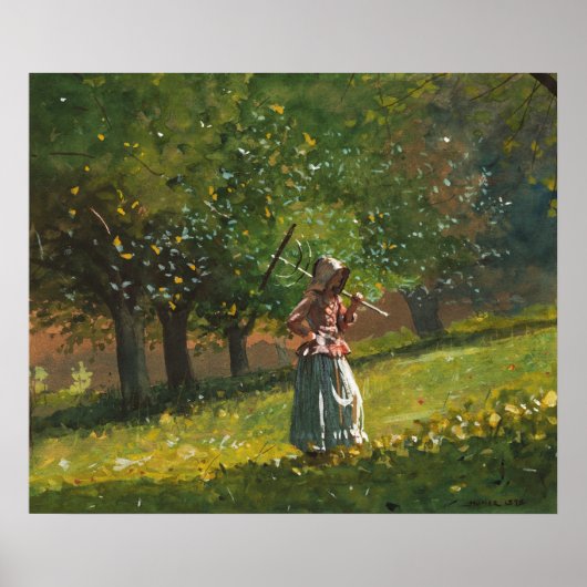 Poster Fille au râteau à foin (Devant)