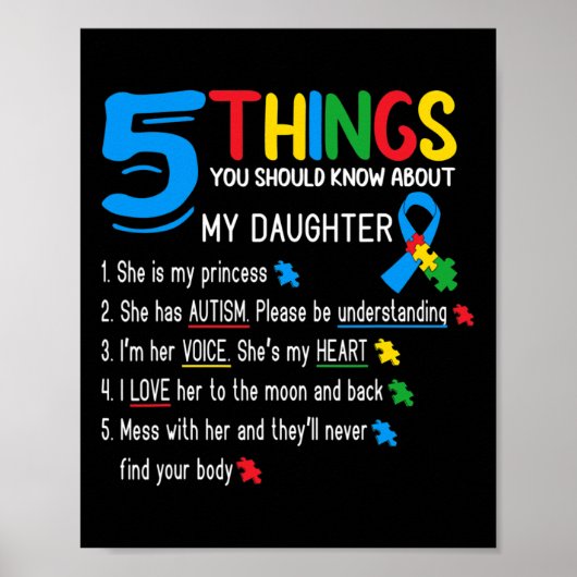 Poster Fille autiste Sensibilisation à l'autisme Soutien (Devant)