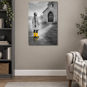 Poster Fille aux bottes jaunes