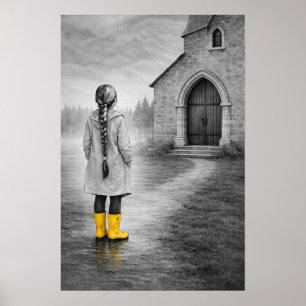 Poster Fille aux bottes jaunes