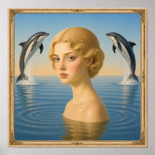Poster Fille aux dauphins (Devant)