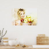 Poster Fille aux fruits (Cuisine)