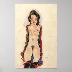 Poster Fille aux jarretières rouges Egon Schiele