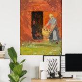 Poster Fille avec blanchisserie par Red House (Bureau à domicile)