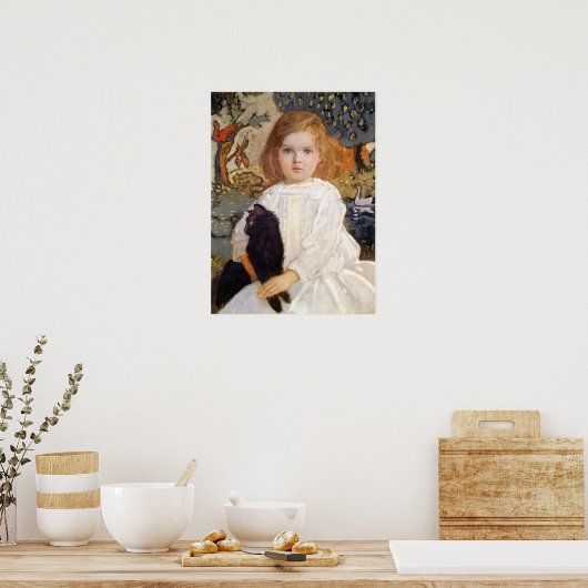 Poster Fille avec chat noir, John Duncan (Cuisine)