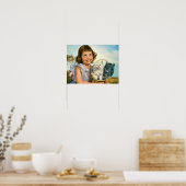 Poster Fille avec chatons (Cuisine)