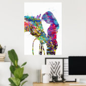 Poster Fille Avec Cheval Colorée (Bureau à domicile)