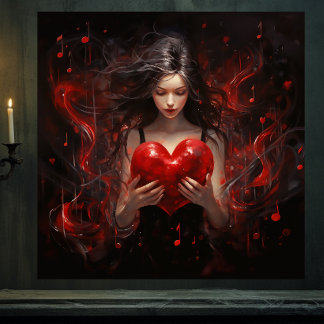 Poster Fille avec coeur