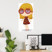 Poster Fille Avec De Grandes Lunettes (Bureau à domicile)
