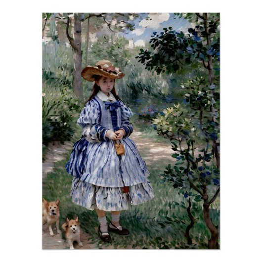 Poster Fille avec des chiens (Devant)