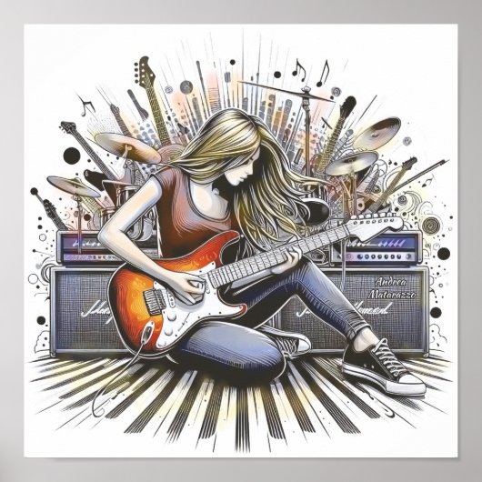 Poster Fille avec des vibes musicales (Devant)