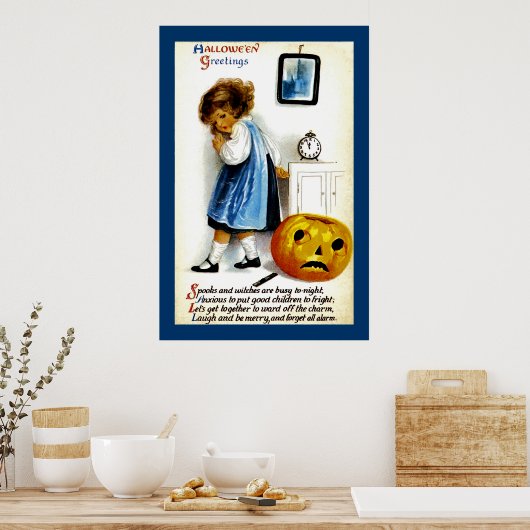 Poster Fille avec Jack o' Lantern (Cuisine)
