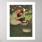 Poster Fille avec Kitten (Devant)
