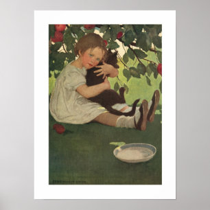 Poster Fille avec Kitten