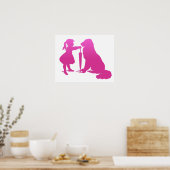 Poster Fille avec la pépinière de chien Silhouette Gradie (Cuisine)