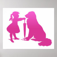 Fille avec la pépinière de chien Silhouette Gradie