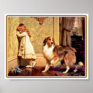 Poster Fille avec l'animal familier Sheltie