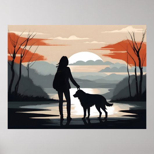 Poster Fille avec le chien (Devant)