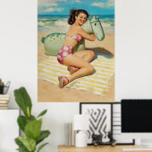 Poster Fille avec le jouet de plage (Bureau à domicile)